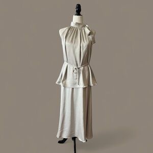 Cream Halter with Maxi Skirt